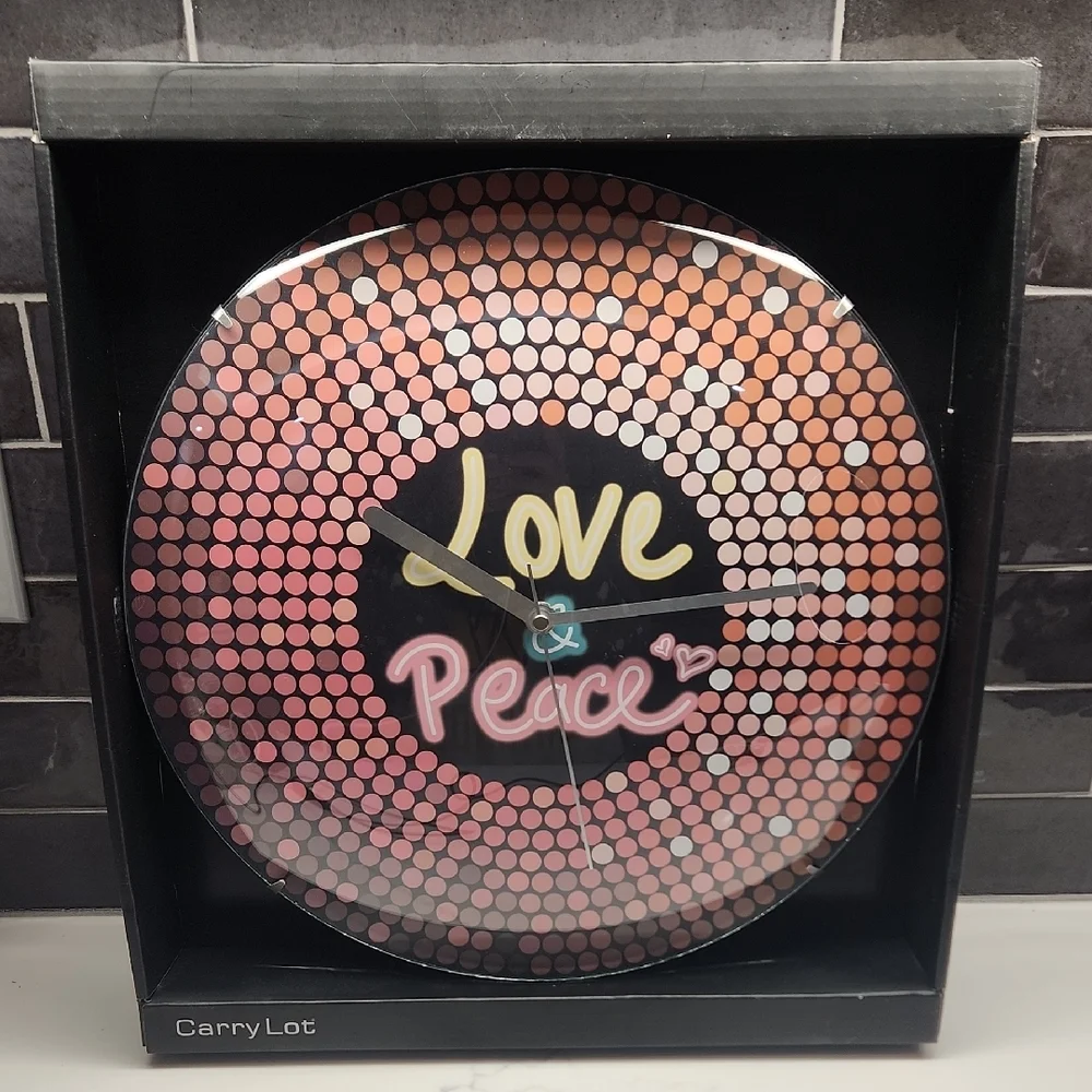 Love & Peace Wall Clock - Pink and Black
